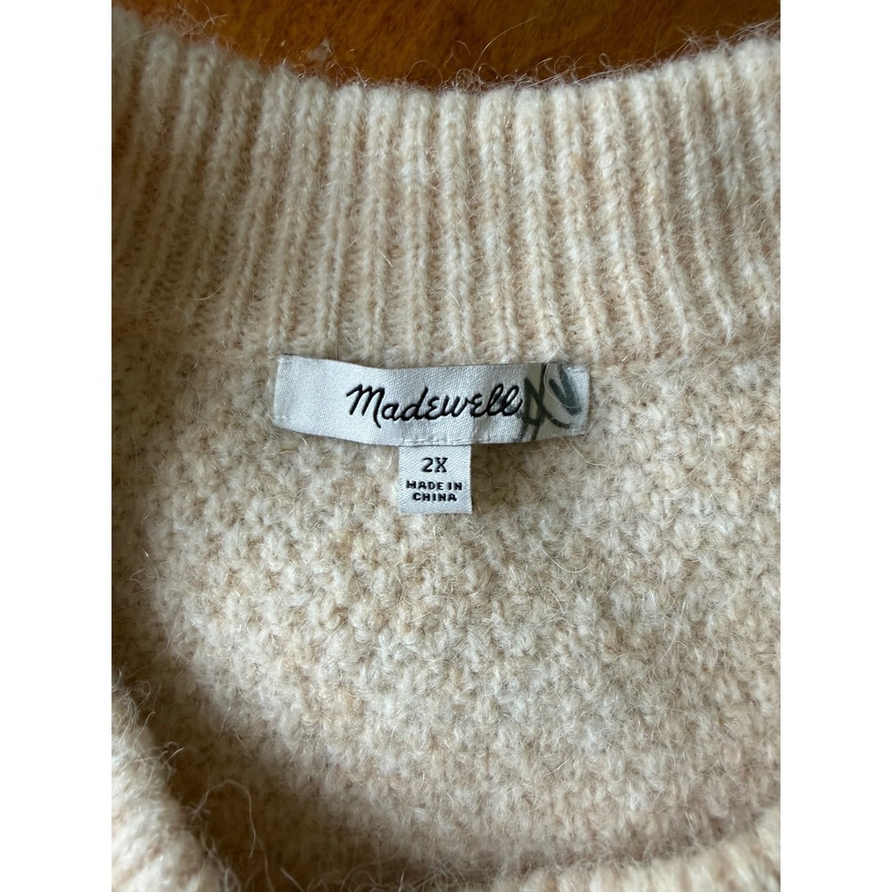 Madewell Sweater Cream Alpaca Wool Havener Cable Knit Size 2XL Oversized - Picture 5 of 8